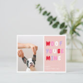 Woof du meinst | Valentines Hund Postkarte (Stehend Vorderseite)