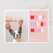 Woof du meinst | Valentines Hund Postkarte (Vorderseite)