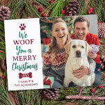 Woof frohe Weihnachten Niedlichen Haustier Hund Fo Postkarte<br><div class="desc">Suchen Sie eine einzigartige Möglichkeit, um Ferien jubeln in dieser Saison? Sehen Sie nicht weiter als unsere We Woof You ein frohes Weihnachts-Foto Weihnachtskarten! Diese Karten sind der ideale Weg, um Ihre wütenden Familienmitglieder zu zeigen und Ihren Lieben lassen, dass Sie während der Ferien an sie denken. Unsere Haustier-Fotokarten zeichnen...</div>