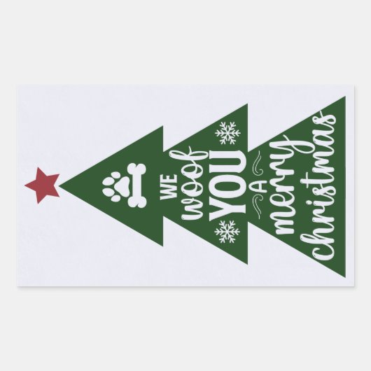 Woof Frohe Weihnachtskleber Rechteckiger Aufkleber (Vorderseite)