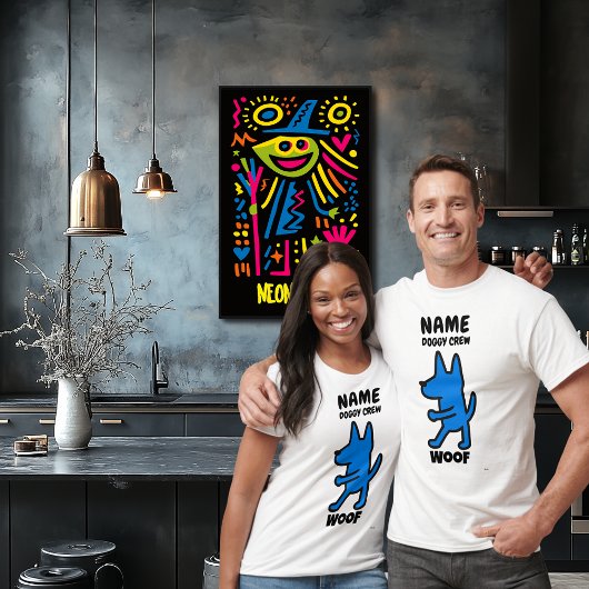 Woof Funny Dog T - Shirt - Design für die Crew nac