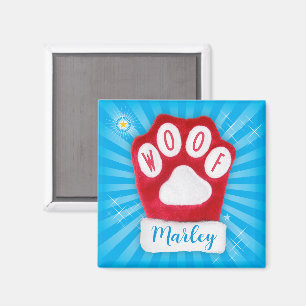 WOOF Hund Fröhliche Weihnachten Rote Pfote Santa H Magnet