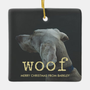 Woof in Vintagem Gold-Schreibmaschinentext für Hu Keramikornament