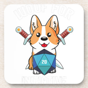Woof Initiative Funny Corgi Dog D20 Rpg Gamer Gif Getränkeuntersetzer