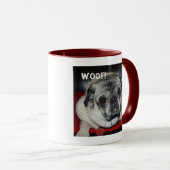 Woof, Mops Ringer Tasse (VorderseiteRechts)