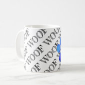 WOOF Muster Blue Paw Print farbenfroh Moderne Fun Kaffeetasse (Vorderseite Links)