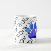 WOOF Muster Blue Paw Print farbenfroh Moderne Fun Kaffeetasse (Mittel)