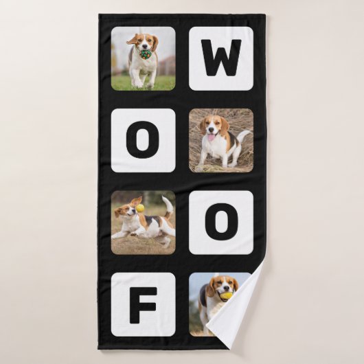 Woof Personalisierte Fotolackage Pet Lover Dog Badehandtuch (Badehandtuch)