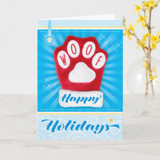 WOOF Rote Pfoten-Hund-Weihnachts-Handschuh Frohe F Karte