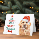 Woof Sie froh Weihnachten Niedlicher Hund Golden R<br><div class="desc">Wir wöden dir frohe Weihnachten! Fügen Sie einen kleinen Spaß hinzu und senden Sie niedliche Pawsitive Urlaubswünsche mit dieser bezaubernden und lustigen Golden Retriever Weihnachtskarte . Personalisieren Sie Ihre Nachricht und Ihren Namen, oder löschen Sie, um handwrite . Diese goldene Weihnachtskarte wird von den Liebhabern des Goldenen Retrievers und den...</div>