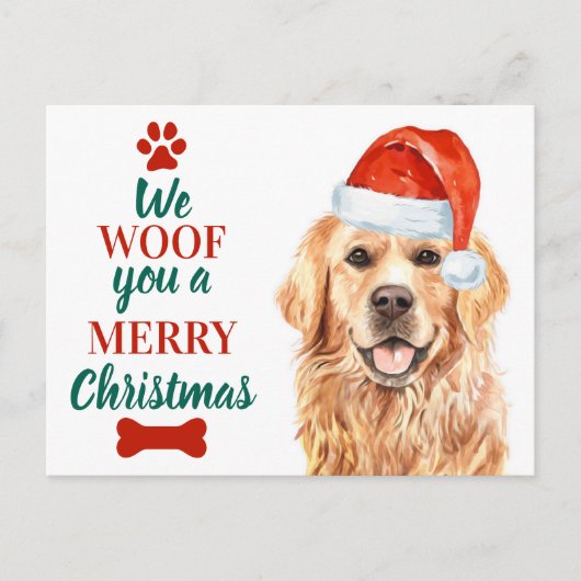 Woof Sie froh Weihnachten Niedlicher Hund Golden R (Vorderseite)