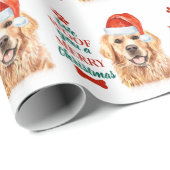 Woof Sie froh Weihnachten Niedlicher Hund Golden R Geschenkpapier (Rolleneckpunkt)