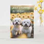 WOOF WOOF BEDEUTET "GLÜCKLICHER GEBURTSTAG" KARTE (Gelbe Blume)