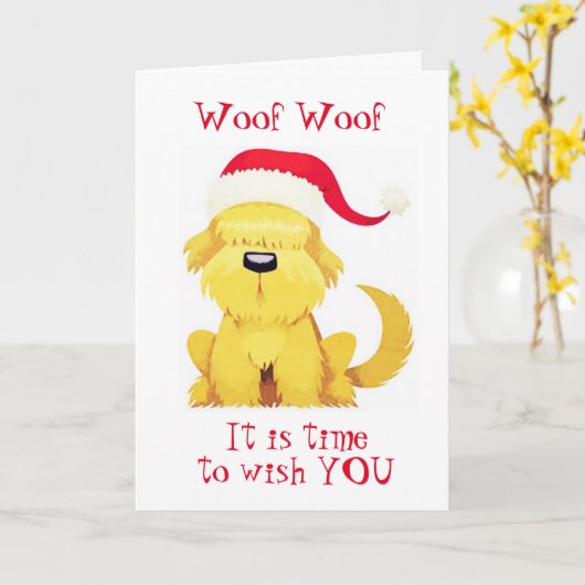 WOOF WOOF BEDEUTET "SEHR FREUNDLICHE CHRISTMAS" KARTE (Gelbe Blume)