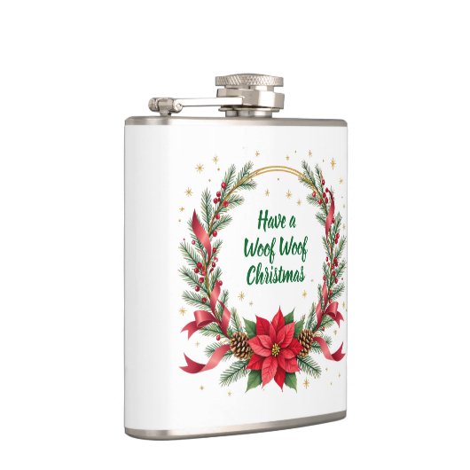 Woof Woof Christmas Flask - Customizable Text  Flachmann (Rechts)