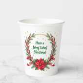 Woof Woof Christmas Paper Cup - Customizable Text Pappbecher (Vorderseite)