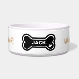 Woof, Woof Paw Print and Heart Personalisiert Dog Napf