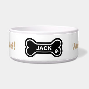 Woof, Woof Paw Print and Heart Personalisiert Dog Napf