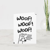Woof! Woof! Woof! Das heißt glücklich zum Geburtst Karte (Vorderseite)