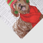 Woof Word Art and Brown Labradoodle Dog Weihnachte Seidenpapier (Ausschnitt)