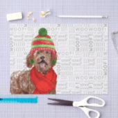 Woof Word Art and Brown Labradoodle Dog Weihnachte Seidenpapier (Handwerk)