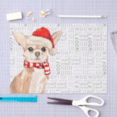 Woof Word Art and Christmas Chihuahua Santa Dog Seidenpapier (Handwerk)