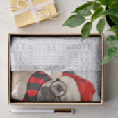 Woof Word Art and Christmas Mops Lover Seidenpapier (Geschenk)