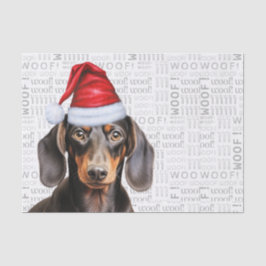 Woof Word Art and Christmas Smooth Dachshund Dog Seidenpapier