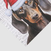 Woof Word Art and Christmas Smooth Dachshund Dog Seidenpapier (Ausschnitt)