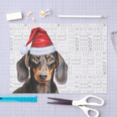 Woof Word Art and Christmas Smooth Dachshund Dog Seidenpapier (Handwerk)