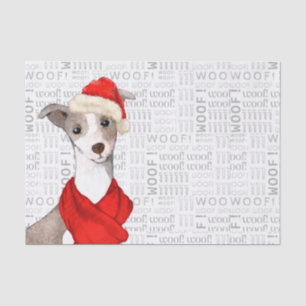 Woof Word Art und Italian Greyhound Christmas Seidenpapier