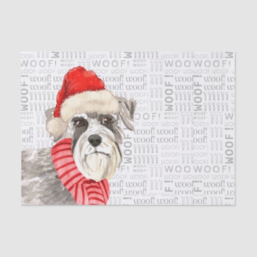Woof Words Schnauzer Dog Lover Holiday Seidenpapier (Vorderseite)