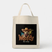 Woofdy Funny Western Cowboy Dog in Texas Tragetasche (Rückseite)