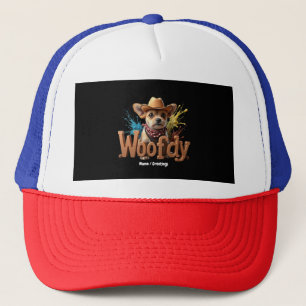 Woofdy Lustiger Western-Cowboy-Hund in Texas Truckerkappe