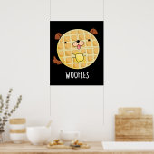 Woofles Funny Doggy Waffle Pun Dark BG Poster (Küche)