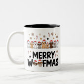 Woofmas Hund Lover Tasse: Niedliches Weihnachtsges Zweifarbige Tasse (Links)