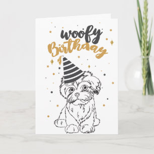 Woofy Birthday Maltesische Niedliche Welpe Sketch Karte