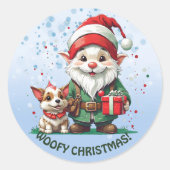 Woofy Christmas! Runder Aufkleber (Vorderseite)