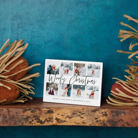 Woofy Christmas Script Pet Foto Collage Plaque Fotoplatte (Seite)
