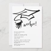 Woohoo Grad Cap Modern Chic Graduation Einladung (Vorderseite)
