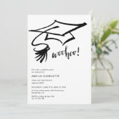 Woohoo Grad Cap Modern Chic Graduation Einladung (Stehend Vorderseite)