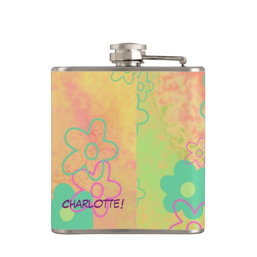 WooHoo Party Zeitname Personalisiertes Wort Flachmann (Rückseite)