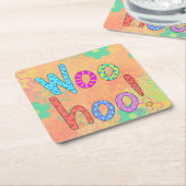 WooHoo Word Tex Art Graphic Orange Rechteckiger Pappuntersetzer (angewinkelt)