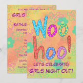 WooHoo Words Girls Night Out Einladung (Vorne/Hinten)