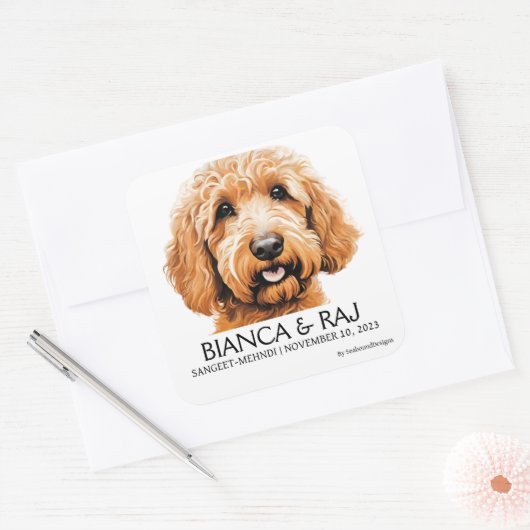 Wookie Dog Label Quadratischer Aufkleber (Umschlag)