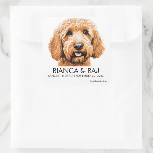 Wookie Dog Label Quadratischer Aufkleber (Tasche)