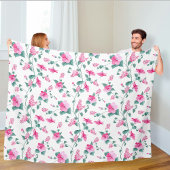 wool blanket, floral print blanket, pink blanket fleecedecke