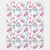 wool blanket, floral print blanket, pink blanket fleecedecke (Vorderseite)