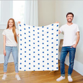 Wool blanket with blue stars, living room throw fleecedecke