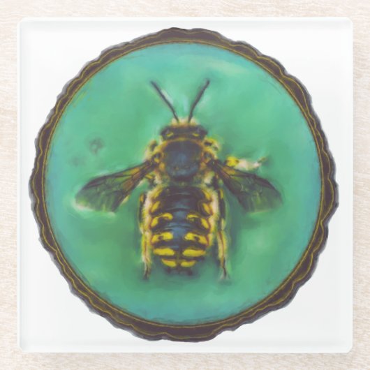 Wool Carder Bee Glasuntersetzer (Vorderseite)
